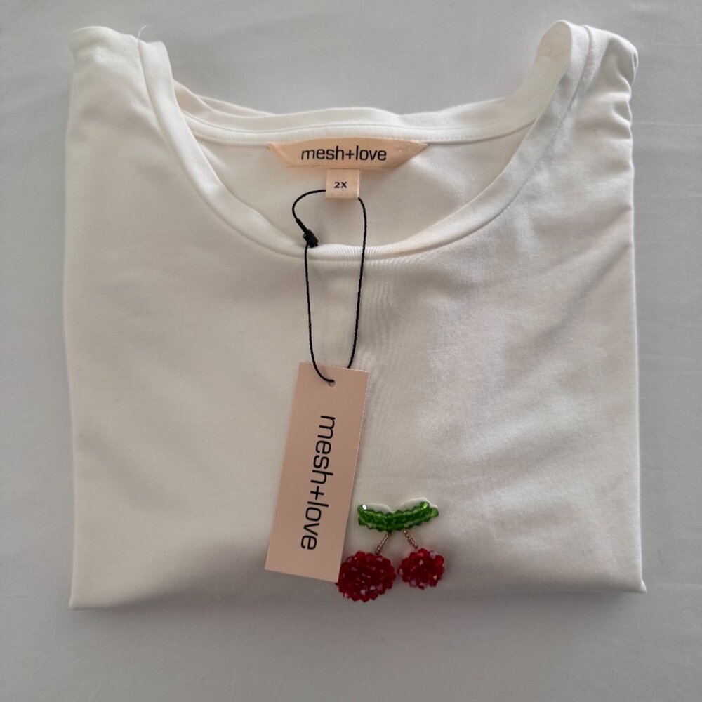 Cherry Embroidered Short Sleeve Top – Size 2X - HS0198 - Picture 6 of 8